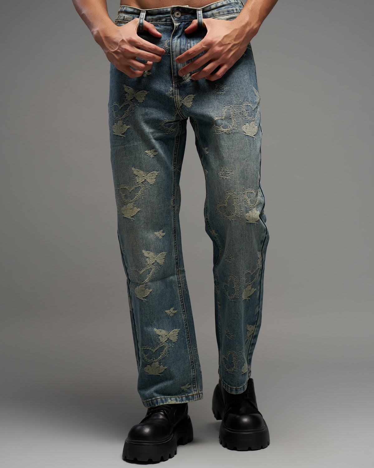Butterfly Embroidered Straight-Leg Jeans-thumbmail-2