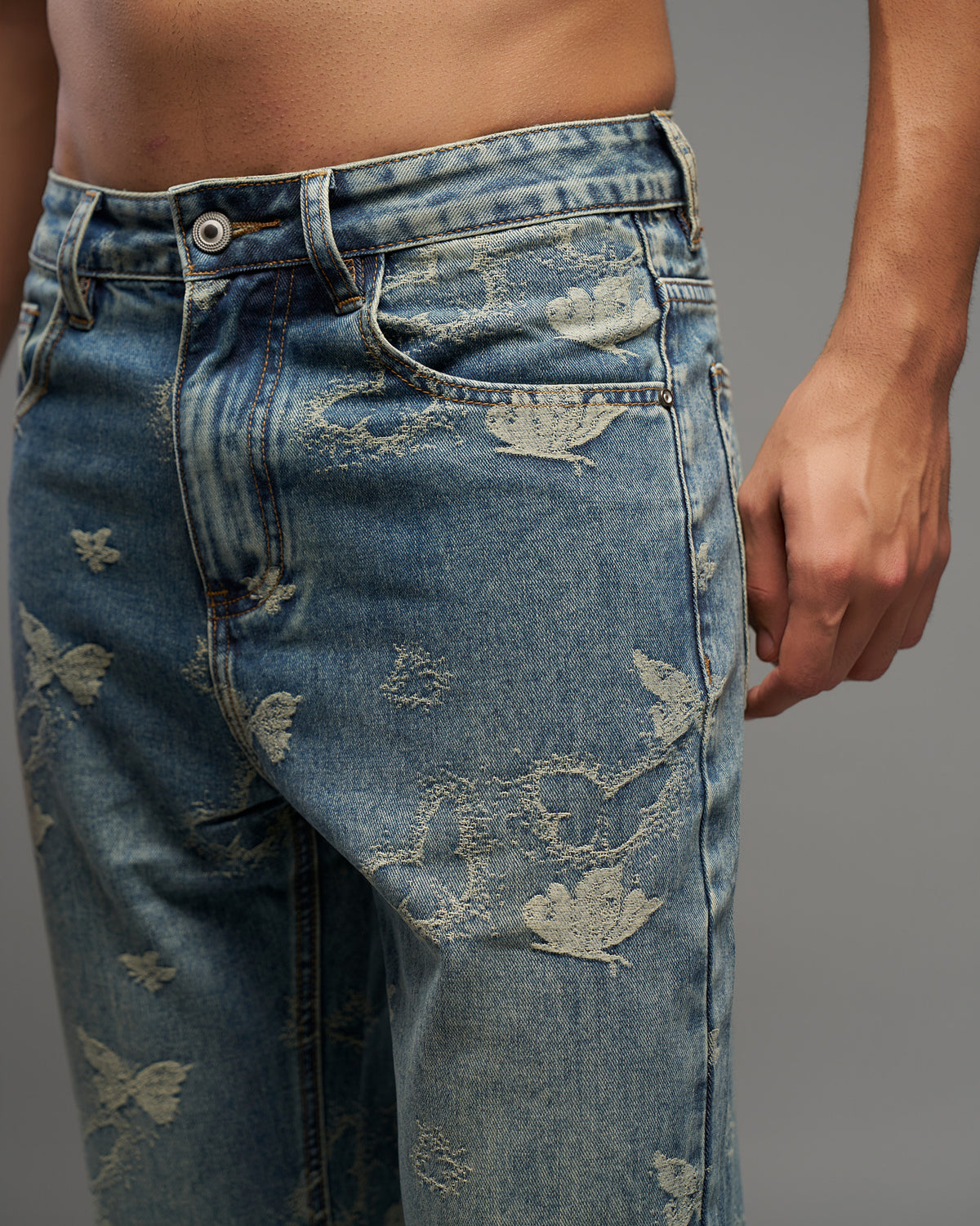 Butterfly Embroidered Straight-Leg Jeans-thumbmail-5